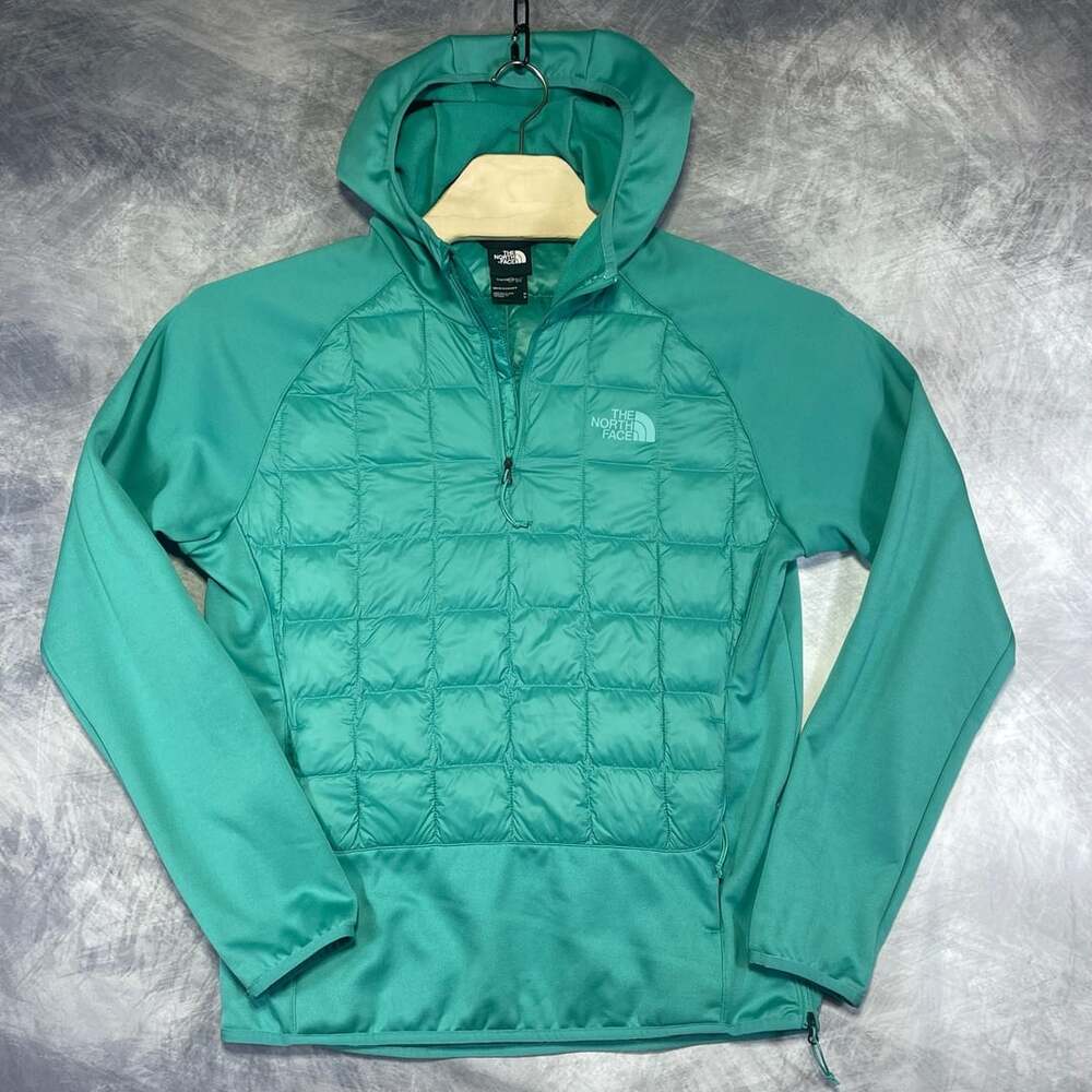 The North Face Thermoball Hybrid Eco Jacket Size M Green Quilted 1/4 Zip